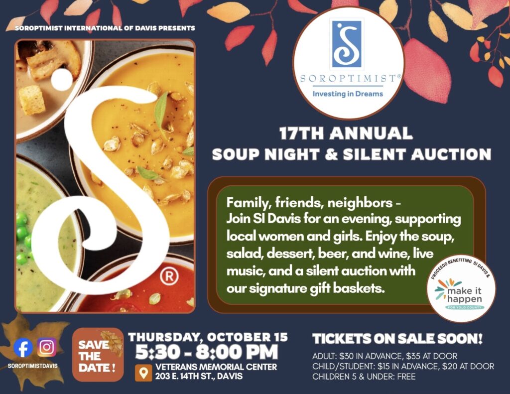 17th Annual Soup Night & Silent Auction flyer — Thursday, Oct. 15, 5:30–8 PM, Veterans Memorial Center